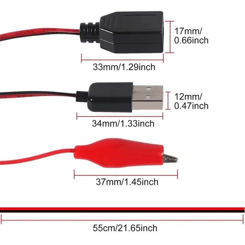 2pcs Circuit Test USB to Alligator Clip Adapter Cable Male Female USB to Alligator Clip Probe USB Cables with Alligator Clip