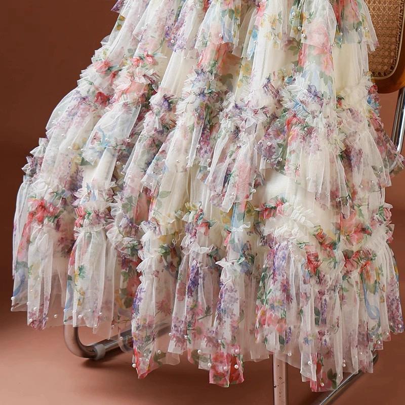 DIMANAF 2025 Sommer Damen Neue Röcke Chiffon Uni Elastischer Bund Plissee Mesh Elegante Röcke