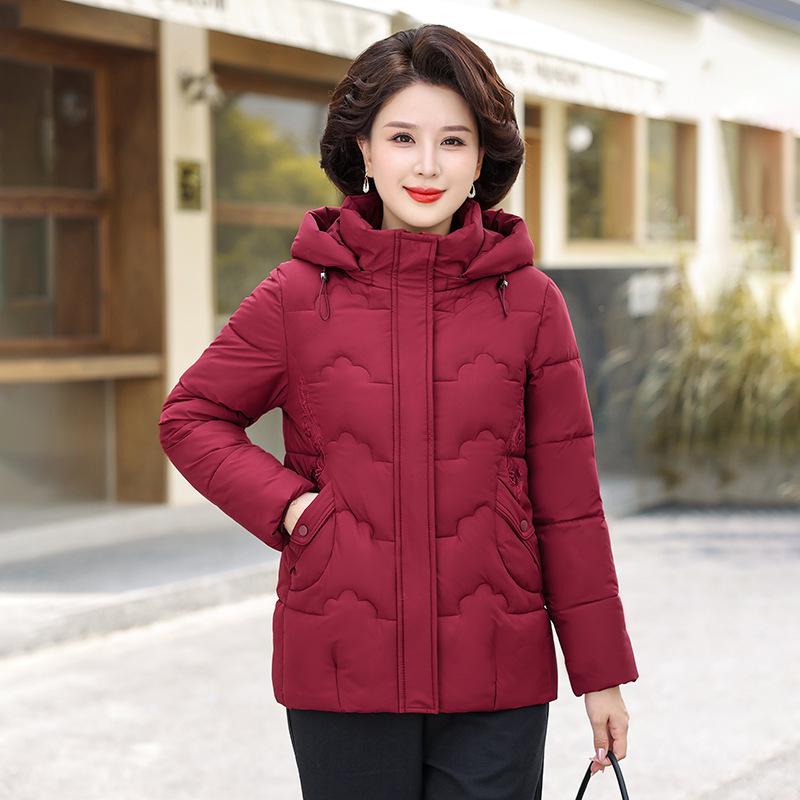 Women's Short Winter Coat - Warm, Thick Cotton for Middle-aged & Elderly (60-70 years)