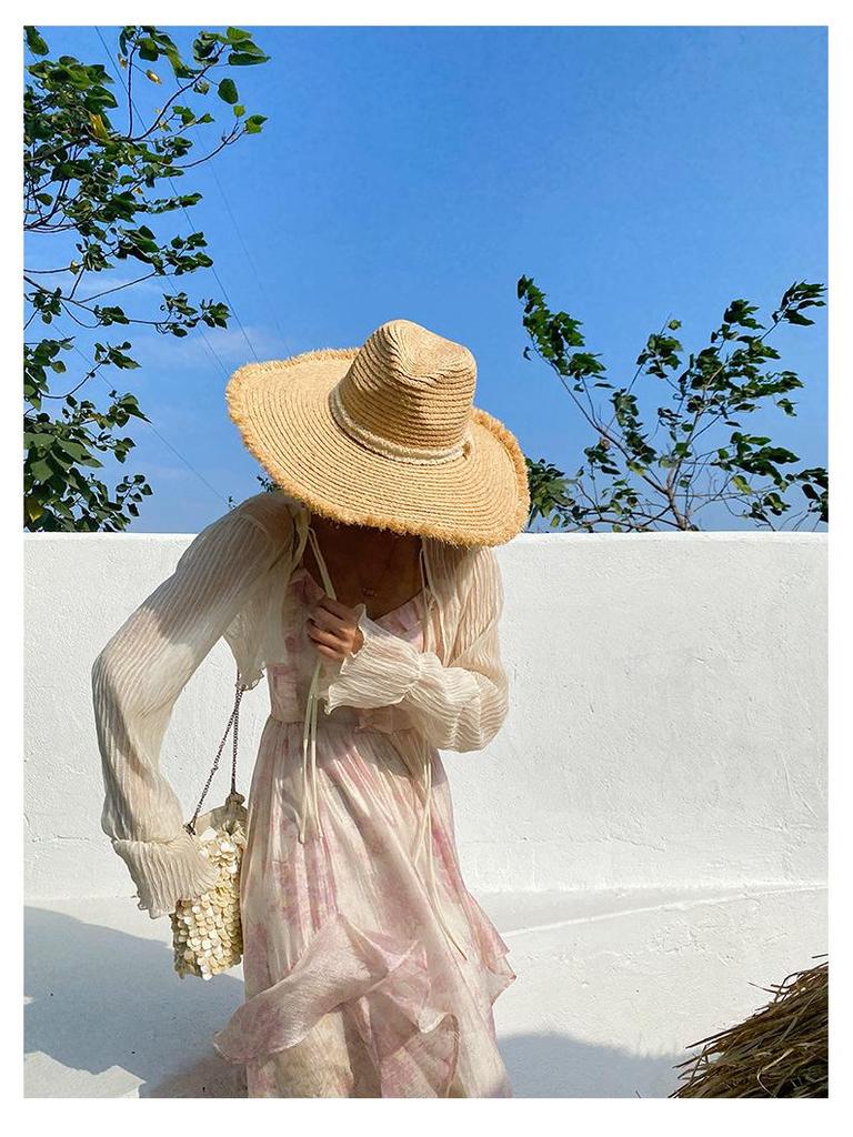 Women's Seaside Holiday Chiffon Printed Spaghetti Strap Long Beach Dress