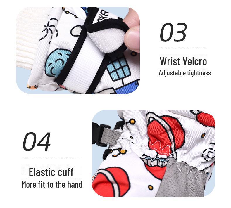 Mănuși de schi impermeabile pentru copii - Calde, antiderapante, îngroșate, căptușite cu catifea pentru băieți și fete