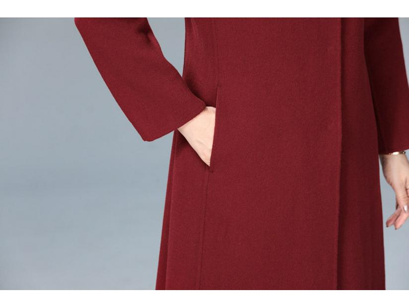 Mid-Length Double-Faced Cashmere Coat for Middle-Aged and Elderly Women - Autumn/Winter High-End Slim Wool Jacket