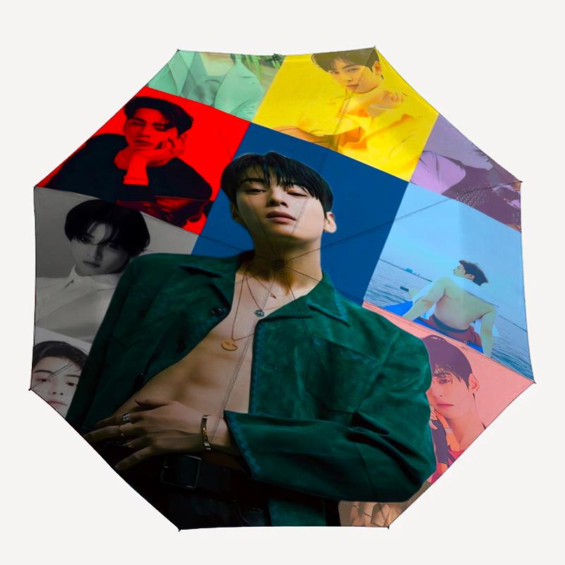 Cha Eun woo Theme Automatic Umbrella, Lightweight & Portable, 8 Rib, Perfect for Outdoor Travel, Birthdays, Christmas, Gifts.