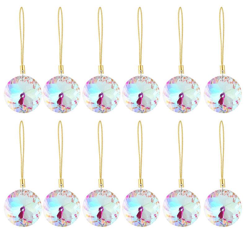 12PC Set Christmas Decoration Decorations Round Prism Tree Wedding 30mm Mini Flower Christmas Crystal Glass