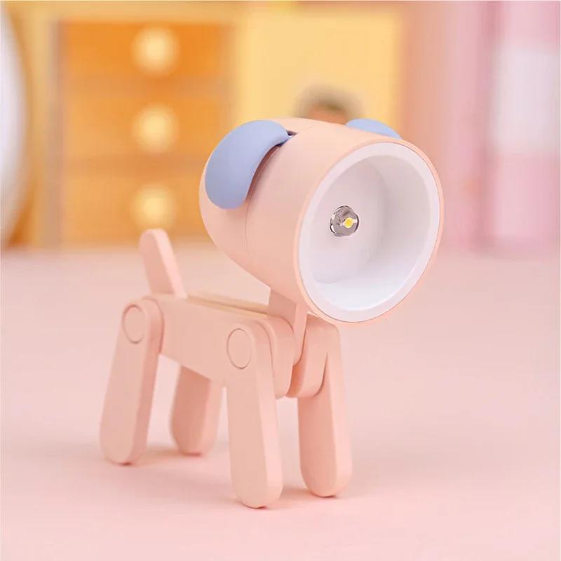 Mini LED Night Light Dog Deer DIY Foldable Desk Lamps Desktop Kids Room Bedside Bedroom Decor Holiday Cute Gifts Ornament