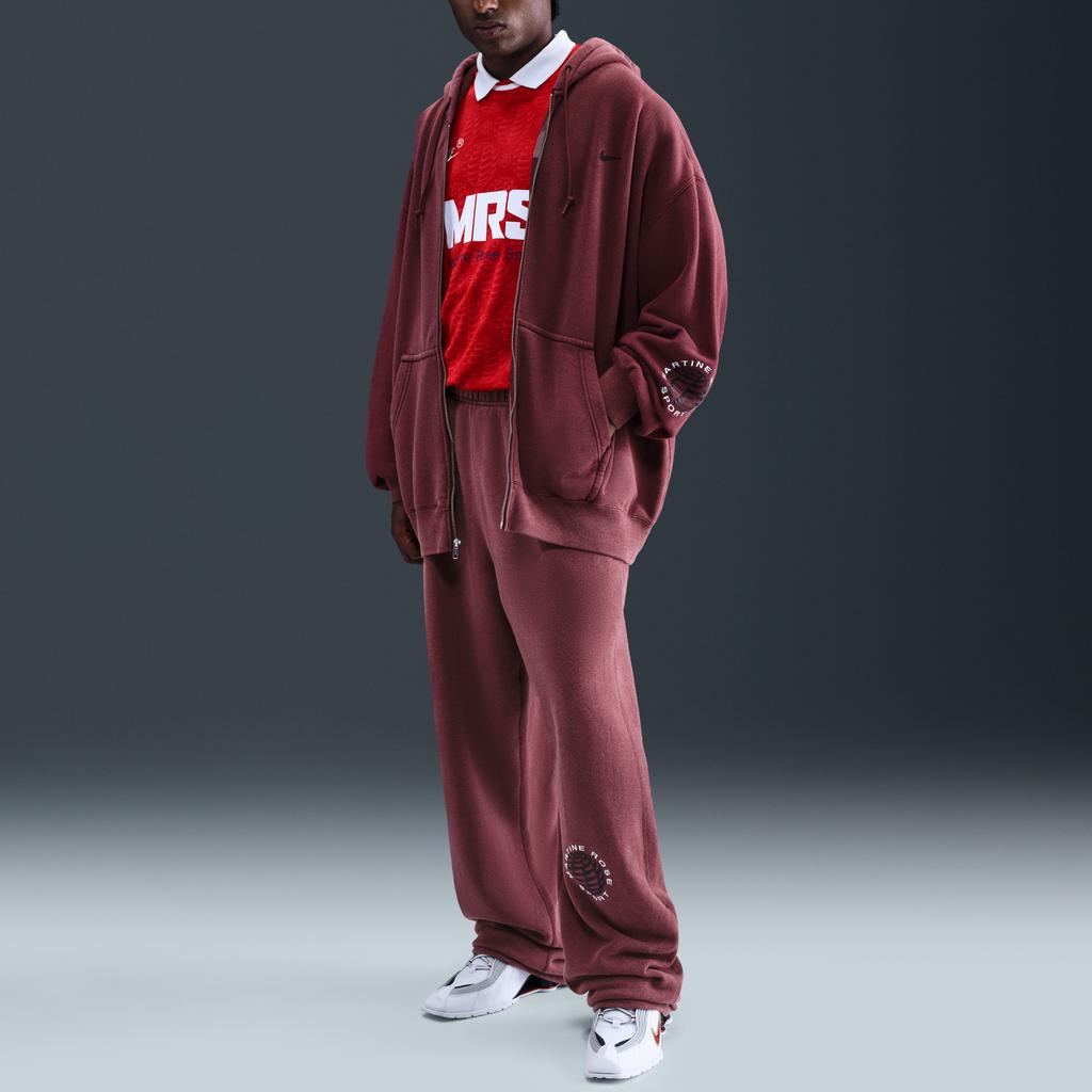 Nike X Martine Růžová mikina s kapucí na zip Tým Crimson Pánská trička Červená HM9029-613