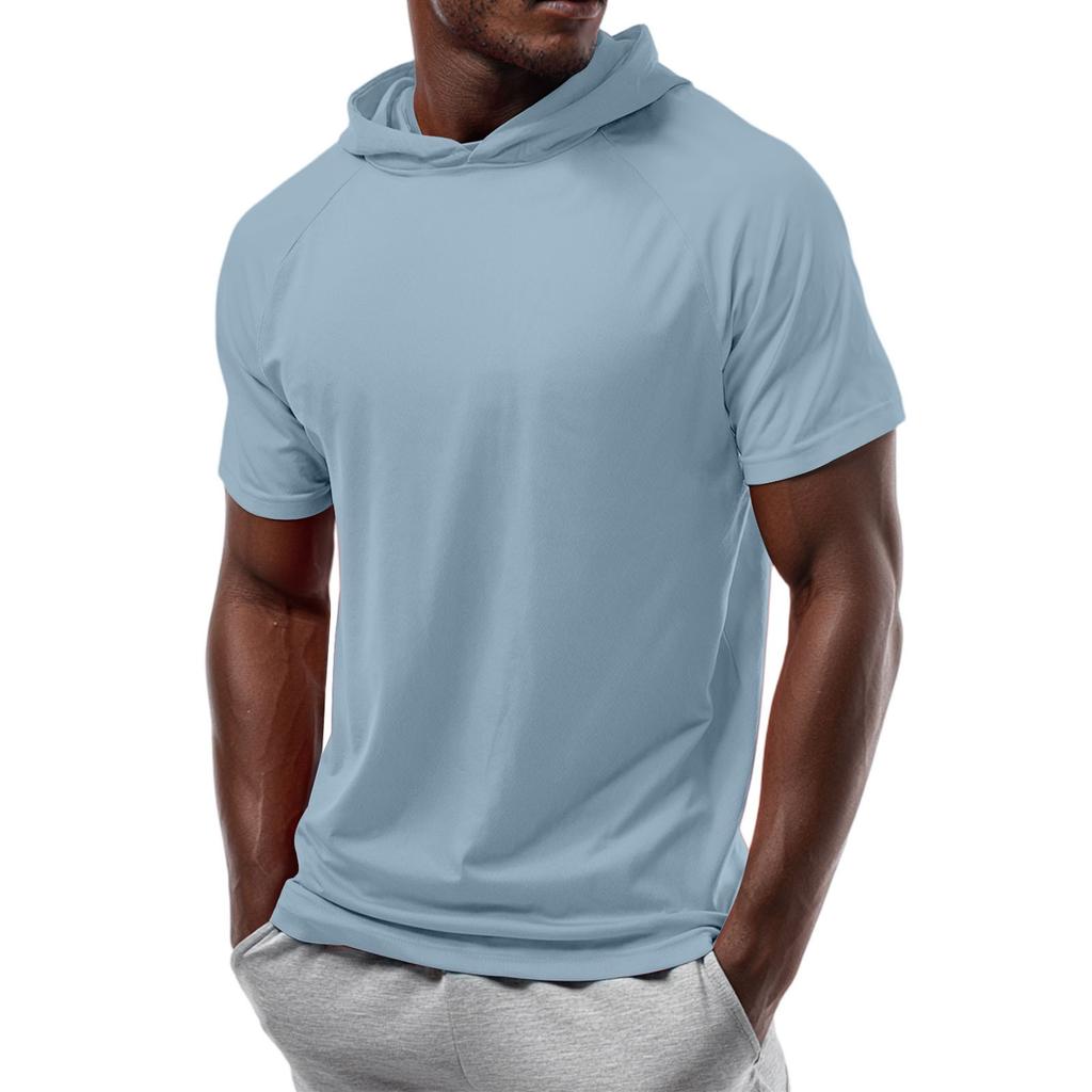 Men's Straight Shoulder Short-sleeved Hoodie T-shirt Sweatshirt