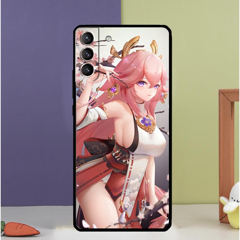 Genshin Impact Yae Miko Phone Case For Samsung Galaxy S23 S21 FE S22 Ultra Note 20 10 S8 S9 S10 Plus S10e S20 FE Cover