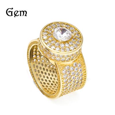 Source Classic Hip Hop European and American Men's Three-dimensional Round Zircon Big Ring Heavy Industry Trend Jewelry