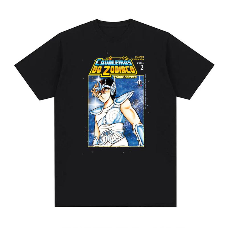 Summer Print  Anime  T Shirts Men Women Saint Seiya O Neck 100% Cotton Unisex Tops EU Size Harajuku Tops Boys Clothes