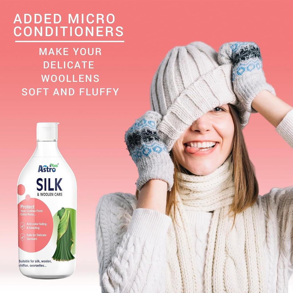 Astro Plus+ Silk & Woolen Care Washing Liquid 500ml 1 Pack pH Neutral Gentle Detergent For Silk Sarees Woolen And Delicate