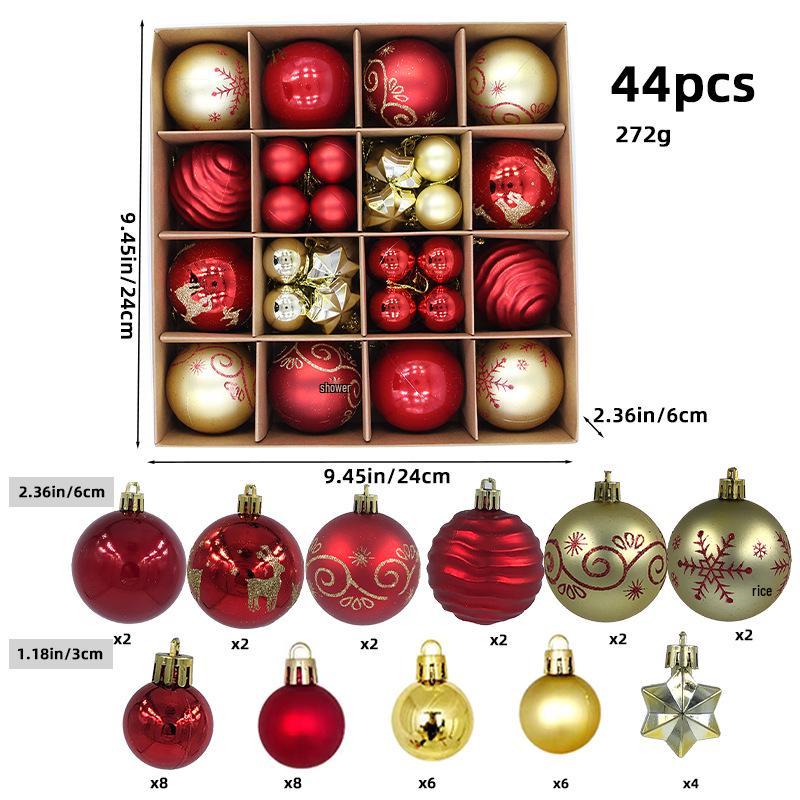 6CM Electroplated Irregular Painted Christmas Ball Ornaments Gift Box Set - Tree Hanging Decorations