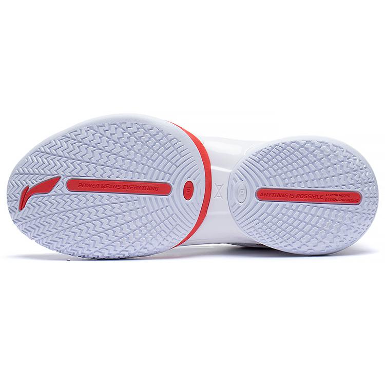 New LINING Power Basketball Shoes Men Mid Top Standard White/Black/Red ABPS073-3