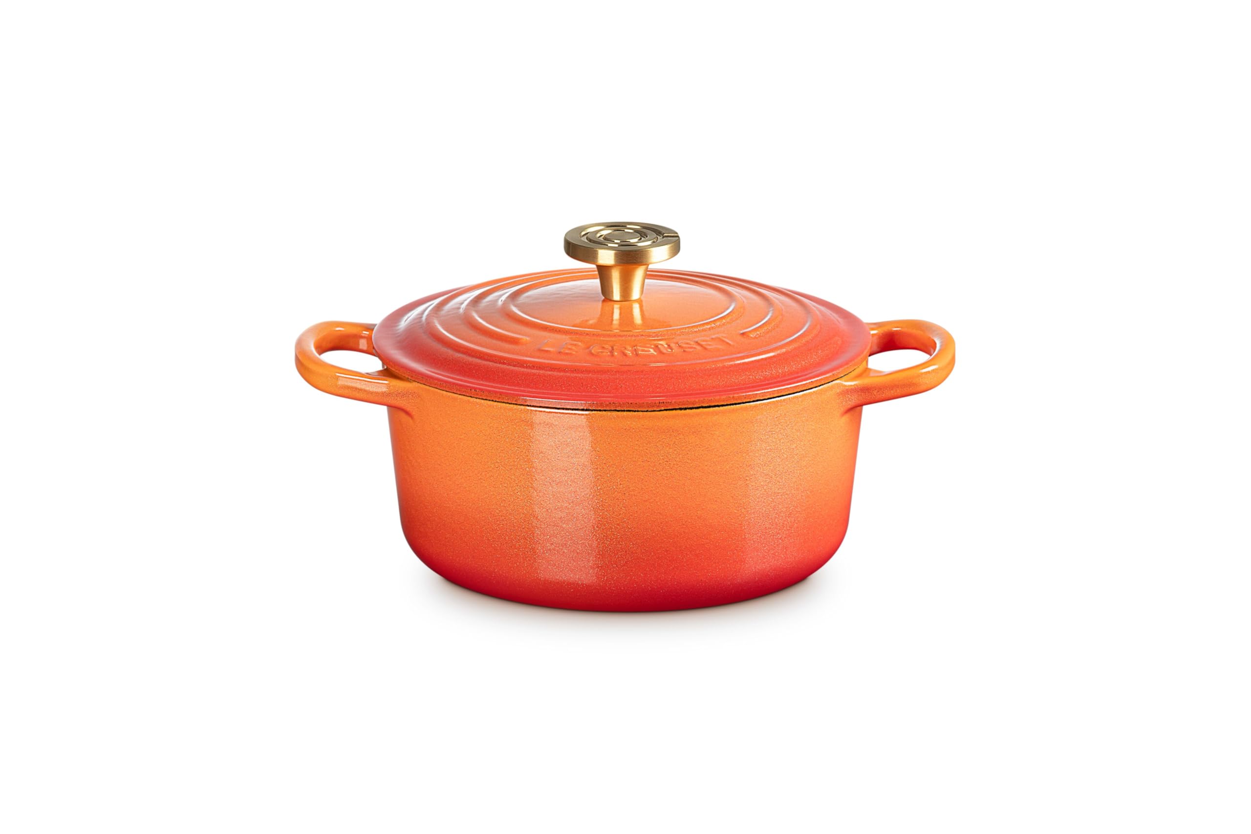

Ювілейний Чавунний Емальований Горщик Le Creuset Signature Cocotte Ronde 18 см Flammedre Крюшон Світло-Золота Ручка Газ IH Духовка Сумісний Японський [100-й Товар]