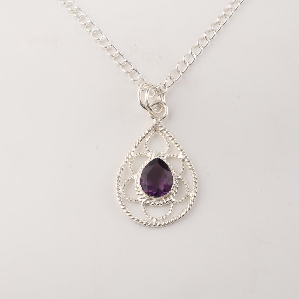 Afrikanischer Amethyst Edelstein 925 Sterling Silber Statement Hübscher Anhänger 1,40" Für Frauen PP-19-2