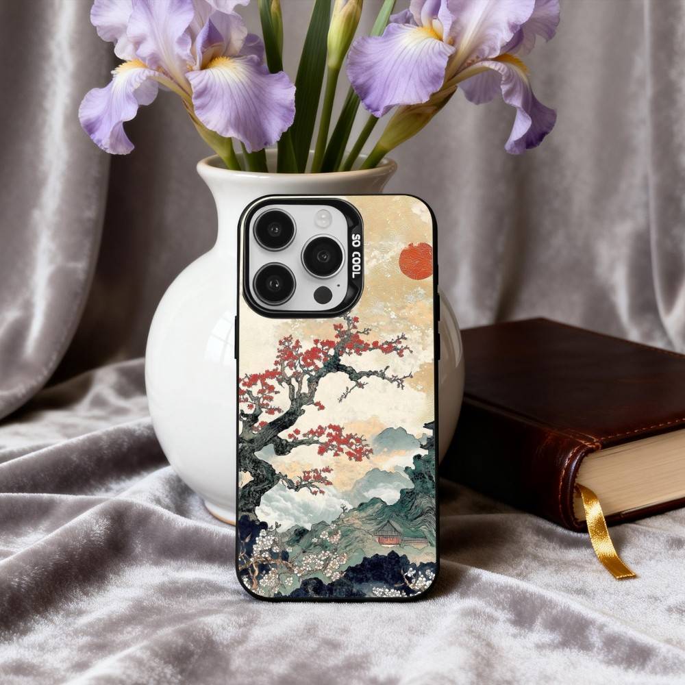 C-Chinese-E l-landscape-E Phone Case For iPhone17,16,15,14,13,12,11 Plus,Pro Max Black Candy Silver Plated Cover