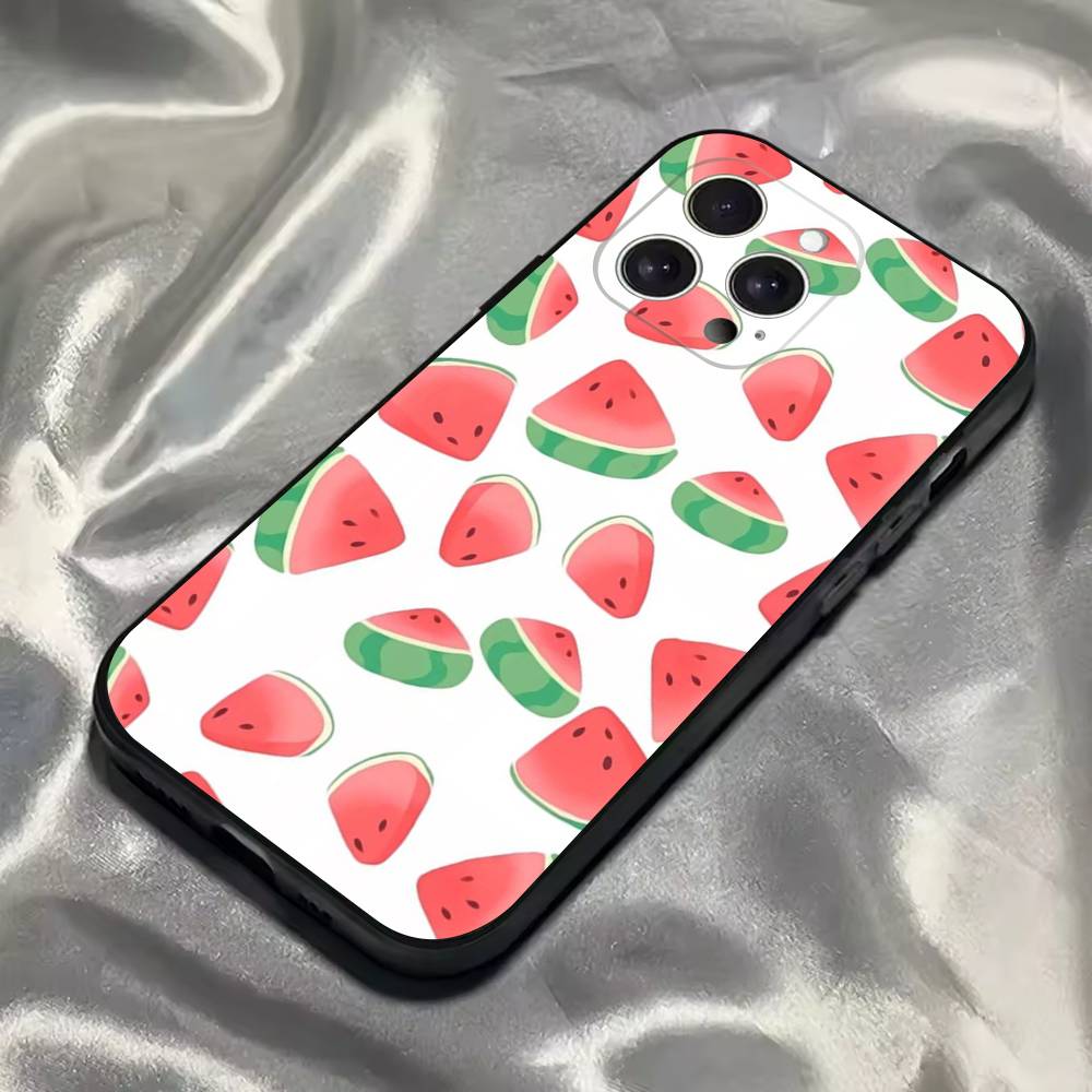 Watermelon Art Phone Case For iPhone 16,15,14,13,12,11,Pro,Max,Plus,X,XS,SE4,E,Mini,Soft Black Case