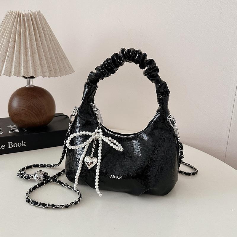 Premium red bag women's new versatile chain messenger bag exquisite pleated handbag