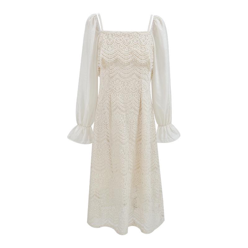 

Женское длинное платье из французского кружева Thirteen Lines, не подлежащее возврату, осенне-зимняя модель 80608