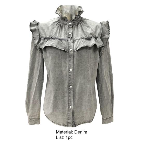 Dámská jednořadová halenka s límečkem typu "panenka", pohodlná, podzimní jarní módní halenka, dámské oblečení