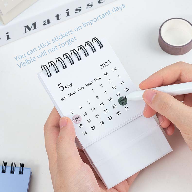 Mini Desk Calendar for 2025, Mini Calendar From July 2024 To December 2025, Solid Color Small Desktop Calendar with Stickers School Mini Calendar