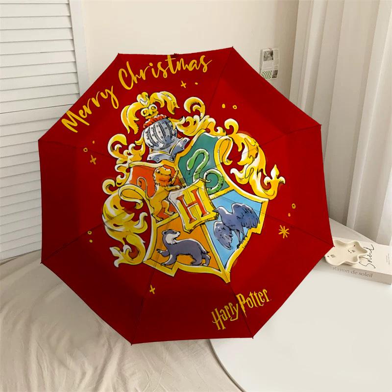 

1PC Warner Hogwarts Merry Christmas Automatic Open/Close Umbrella with Windproof, 31-Rib Sturdy Canopy, Durable Ribs1248A