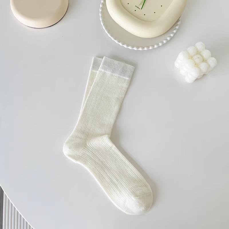 

Ballet Ruffle Mesh Socks: Women s Spring-Summer Breathable Mid-Calf Socks грязно-белый