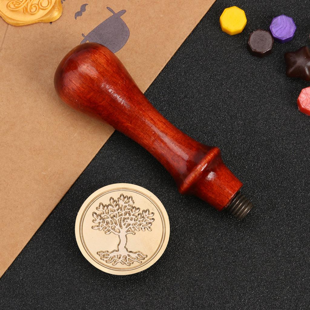 Vintage Tree of Life Copper Head High Quality Creative Letter Fire Paint Seal StampsSealing Wax Stationert Craft Supplies 30mm