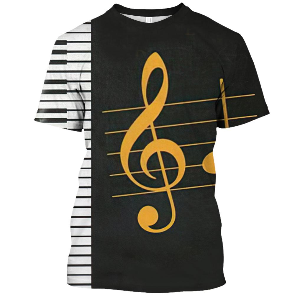 Piano Notes 3D Tricou pentru bărbați, cu uscare rapidă, la modă de vară, ocazional, pentru bărbați, cu mânecă scurtă, unisex, pentru femei, tricou Top
