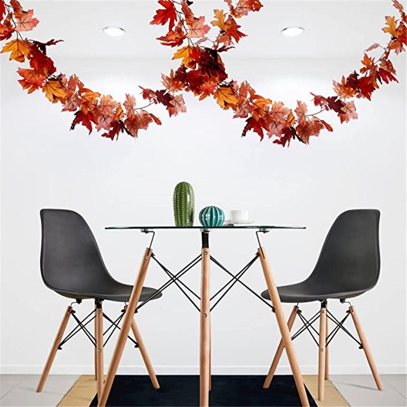 2.4m Simulation Maple Leaf Bunch Artificial Cloth Autumn Maple Leaf Rattan Garland Hanging Decor Thanksgiving Party Home Decor