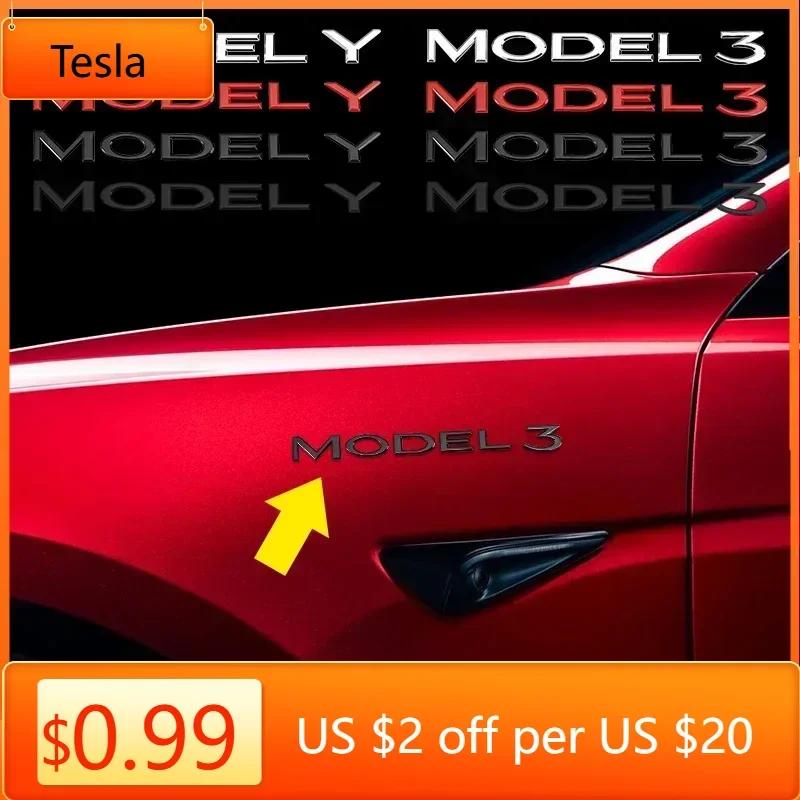 Car Sticker Tesla 3D ABS Chrome Rear Trunk Logo Emblem Badge Sticker Decal Accessory For Tesla Model 3 Y Accessories
