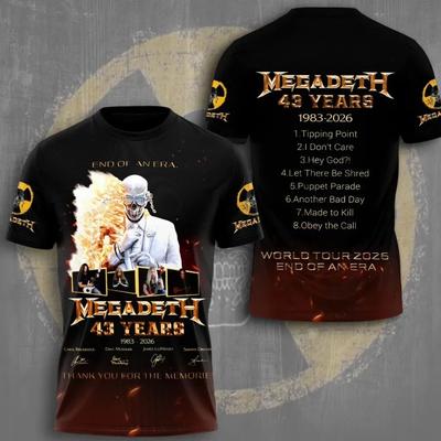 Megadeth 43 let 1983-2026 2026 Konec éry TX 3D LW928
