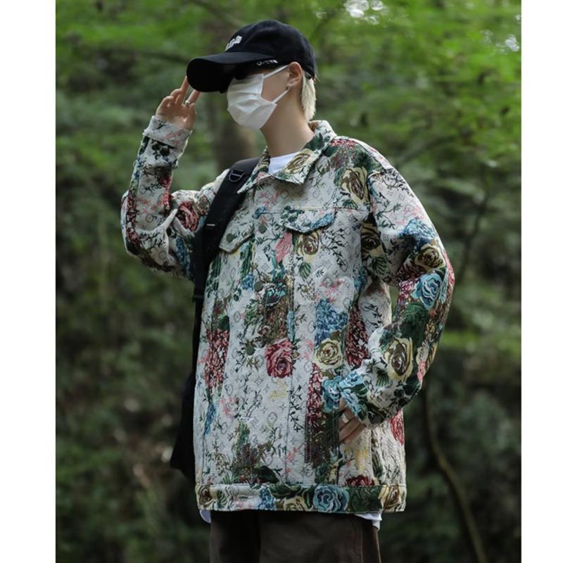 Ji Men'S Jacket Loose Ruffian Handsome Ethnic Style Printed Trendy Versatile Casual Lapel Top Jacket