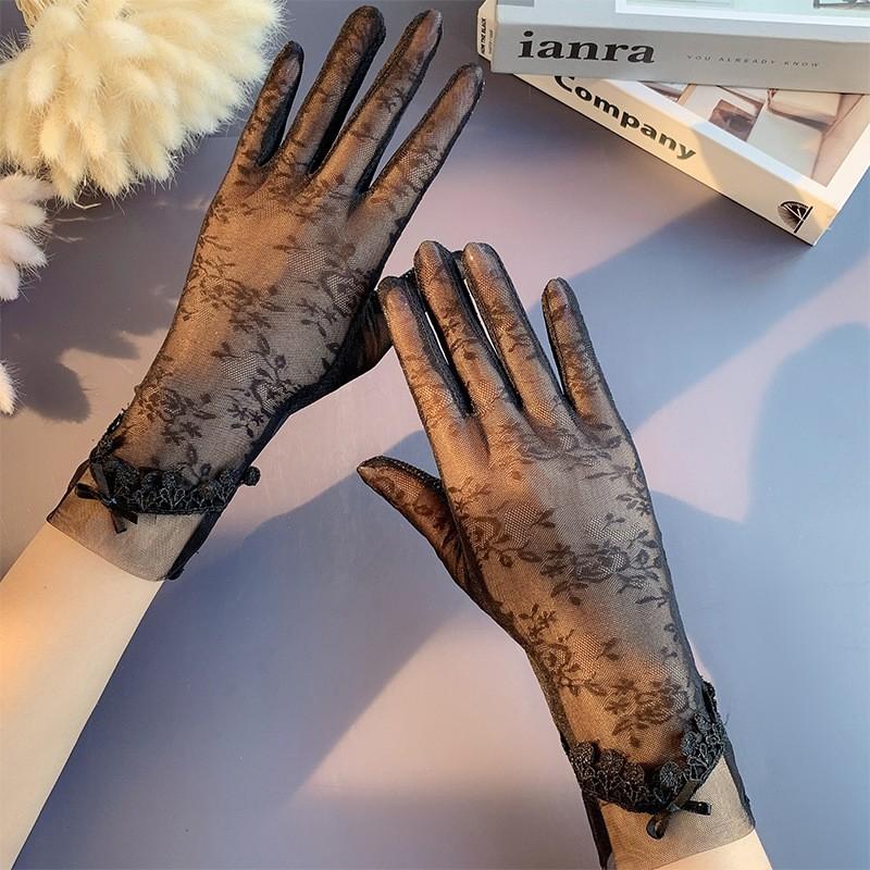 Sunscreen Lace Gloves Spring Bow Touch Screen Gloves Ladies Driving Breathable Outdoor Shade Cycling Summer Gloves
