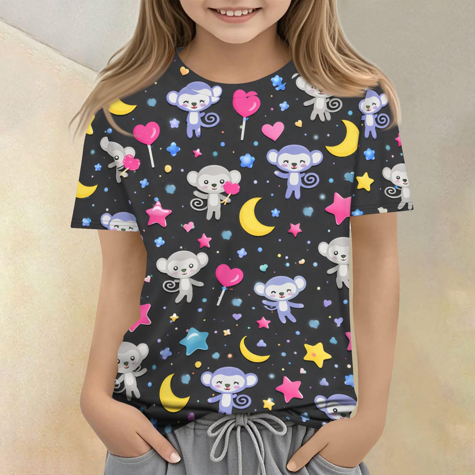 Children s Printed Round Neck Short Sleeved Casual T-shirt 150