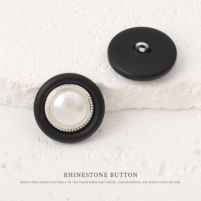 5pcs Xiaoxiangfeng Metal Resin Combination Button Round Pearl Button Woolen Coat Trench Coat Suit Jacket Button