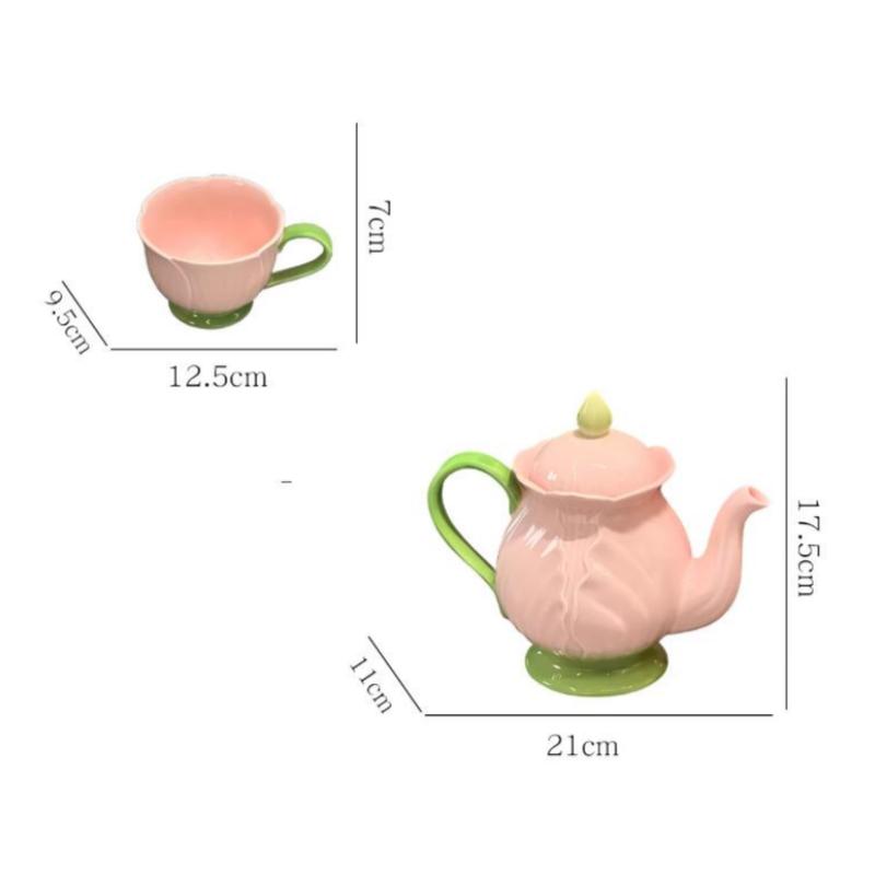 Tulip Tea Set Ceramic Teapot Flower Tea Cup Coffee Mug Tableware Milk Mug Teacup  Cups Teapot English British Teaware Set