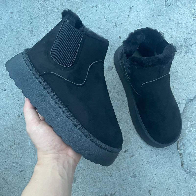 2025 Fall/Winter New Arrival Women's Chunky-Soled Snow Boots Cotton-Lined Fleece-Filled Round-Toe Slip-On Boots