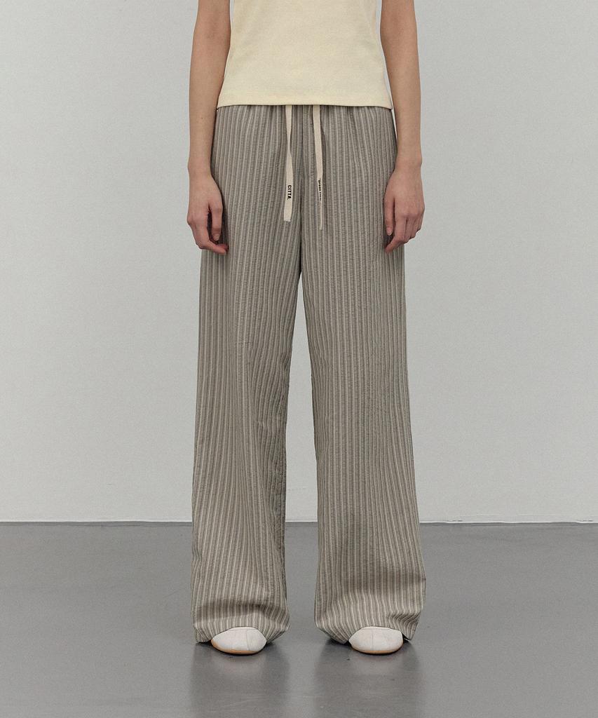 CITTA Stripe Logo Banding Trousers_Ctb543 (Beige)
