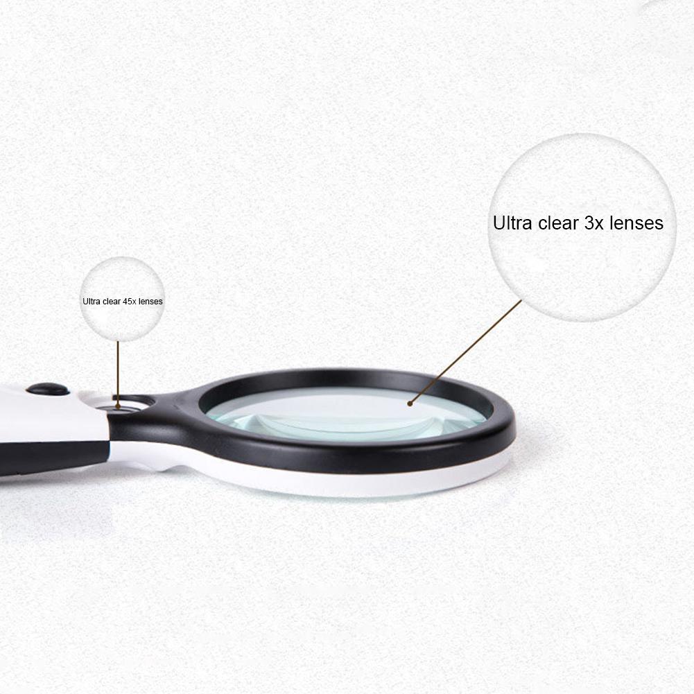Magnifying Glass With Light, 3X Lighted Magnifying Glass, 3 Led White Lights Handheld Magnifying Glass, Illuminated Magnifier For Reading, Seniors, Je
