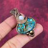 Copper Chrysocolla Pendant Copper Wire Wrapped Pendant Moonstone Gemstone Jewelry