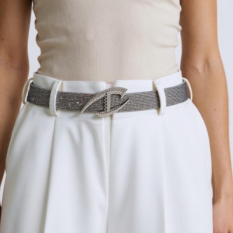 Elegant Rhinestones Studded Women Waist Belt Wide Band For Evening Parties And Casual Outings With Unique Buckles Design
