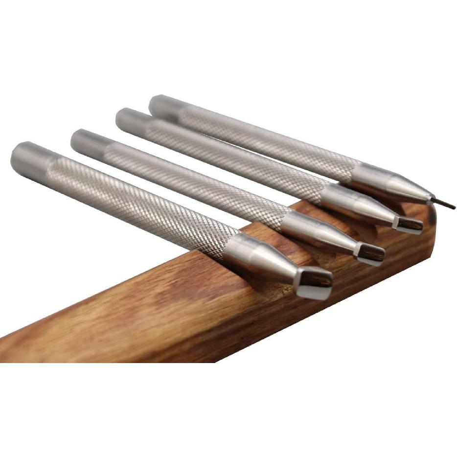 Leather Stamping Tool Beveling Undercut Beveler Stamps 304 Stainless Steel Carving DIY LeatherCrafts Tools (Full Set, 4pcs (XS+S+M+L))