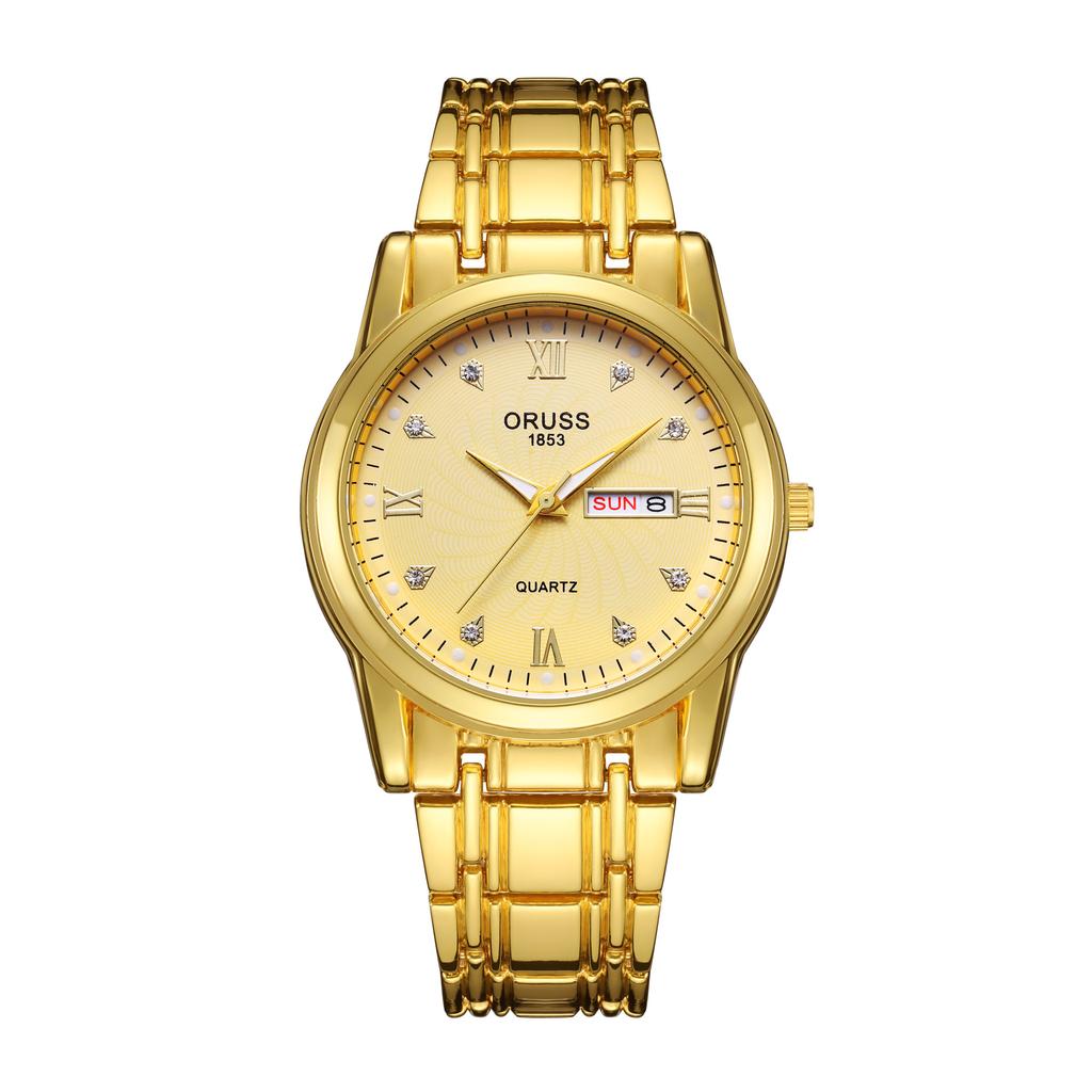 Relógio de quartzo comum automático com ponteiro redondo masculino à prova d'água relógio de calendário duplo