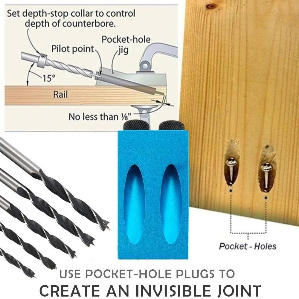 34pcs 15° Drilling Angle Pocket Hole Jig Kit Oblique Drill Positioner For Carpenters