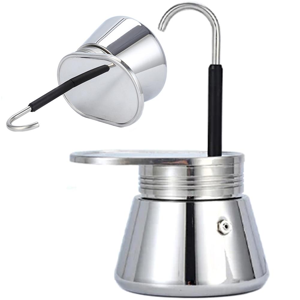 Single/Double Tube 304 Stainless Steel Coffee Pot Espresso Mini Hand Pour Coffee Appliance Pot Espresso Maker Gift for Man Women