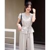 TERRE BLEUE Women's Linen Blend Two-Piece Set