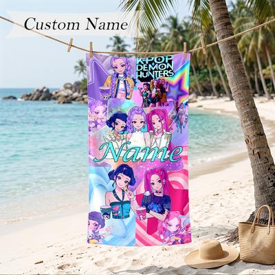 HUNTRIX Custom Name Printed Beach Towel Personalized Soft Towel For Swimming Beach Travel