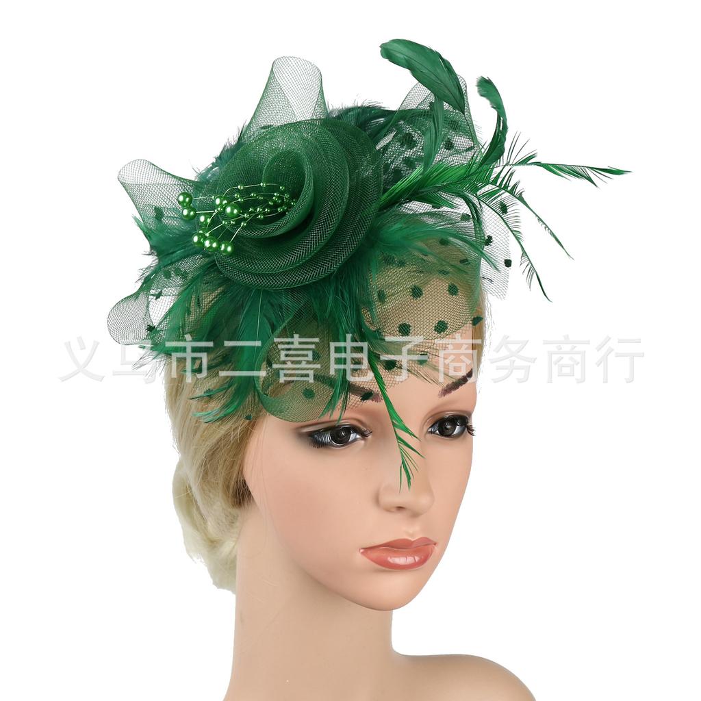 Europe and the United States popular feather headgear bridal hair accessories mesh top hat Jockey Club hair accessories hairpin headband
