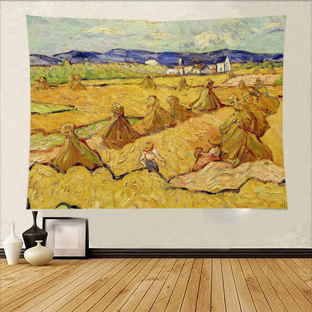Van Goghs Art Tapestry Wall Hanging Printed Polyester Tapestry INS Decoration Wall Decor